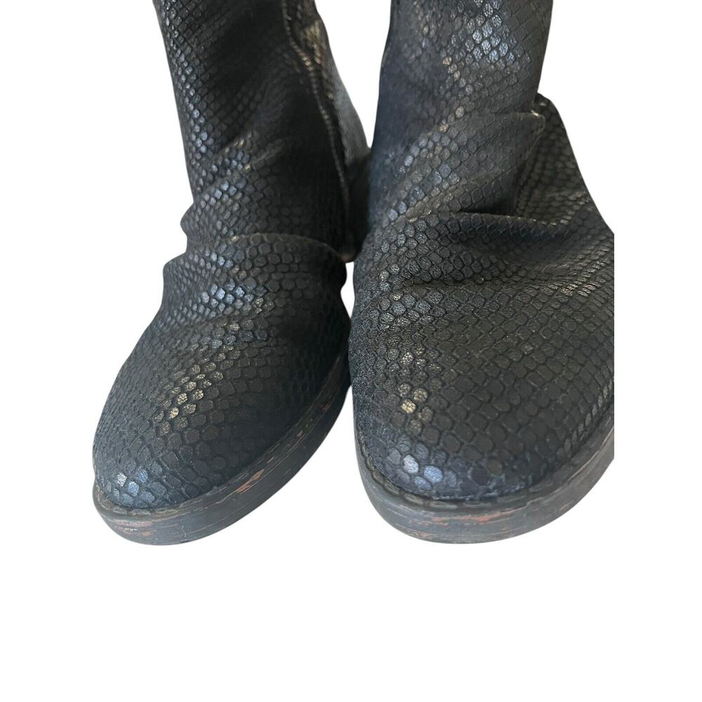 OTBT Boots Womens 8 M Yokel Shoes Black Leather Snakeskin Zipper Ankle Casual - Picture 7 of 13